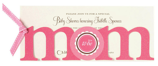Mom To Be Glittered Die-Cut Invitations